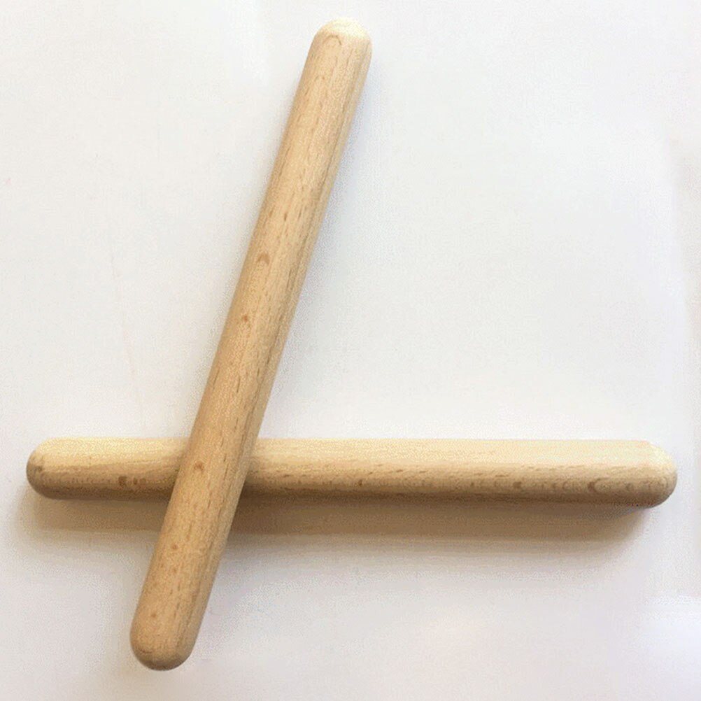 1 Pair Wood Claves Musical Percussion Instrument Natural Rhythm Sticks