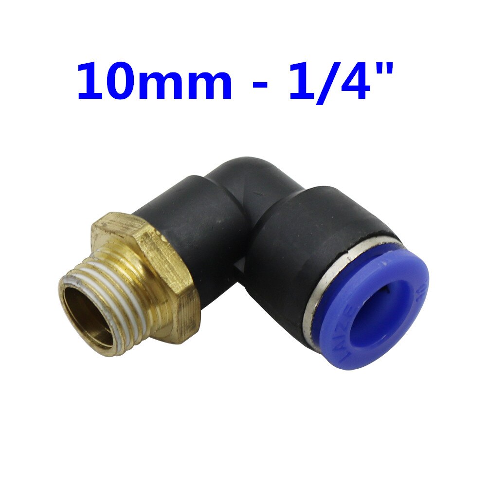 Conector de tubo neumático de aire, 10mm, 8mm, 6mm, 4mm, 12mm, OD, manguera de 1/8 &quot;, 1/4&quot;, 3/8 &quot;, 1/2&quot;, rosca macho, conectores en forma de L, accesorios de tubería: 10mm - 1I4 inch