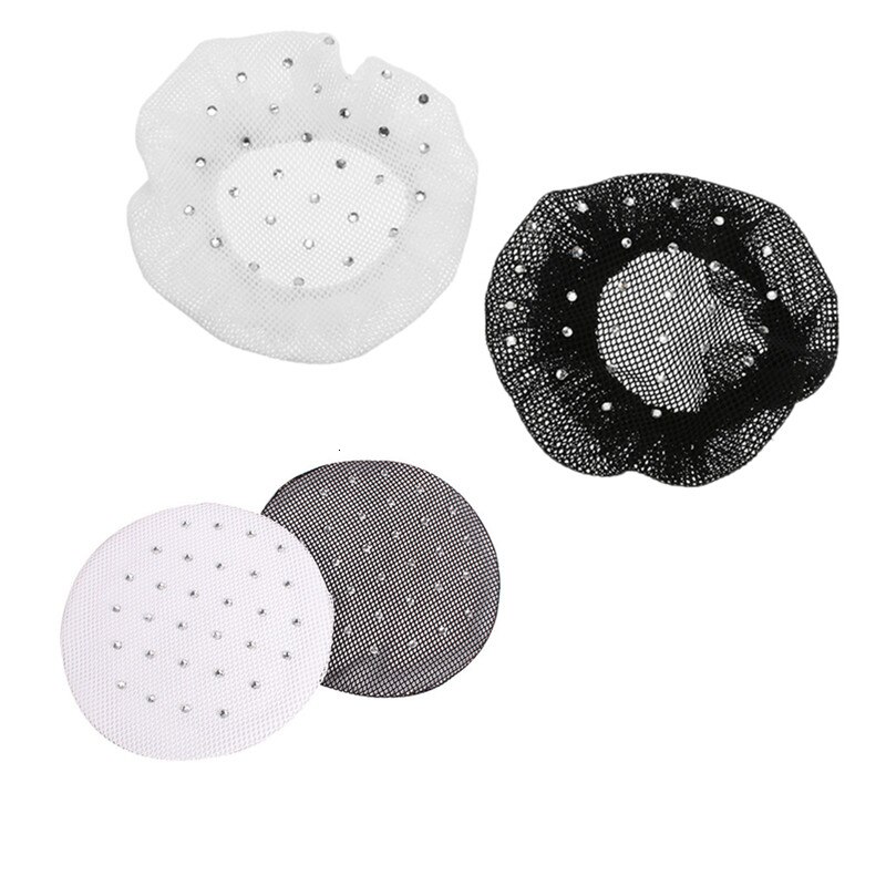 Pelucas de malla con borde elástico Invisible para el cabello, malla para estilizar el cabello, líneas suaves para bailar, red deportiva, color blanco y negro, 20 Uds.