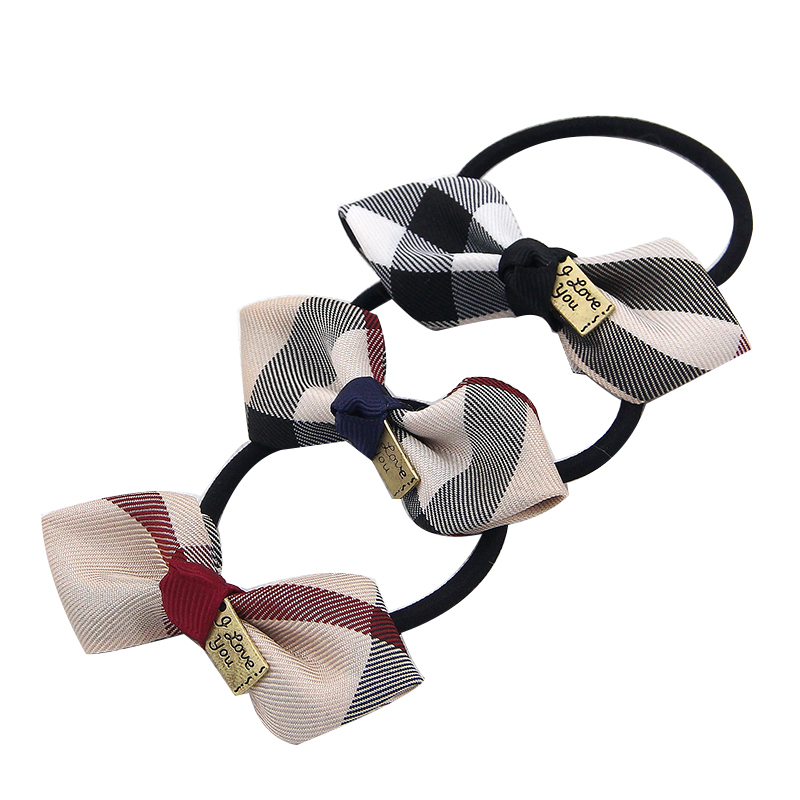 Mode geruite lederen band haarcirkel vlinderknoop haartouw stropdas haartouw dameshoofdtooi Haarspeld Haaraccessoires