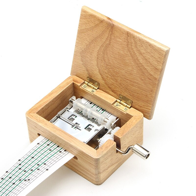 15 Tone Hand Music Box With Puncher Wooden Box And 10 Paper Tape Music Sports Box Paper With Hand Shake Music Box