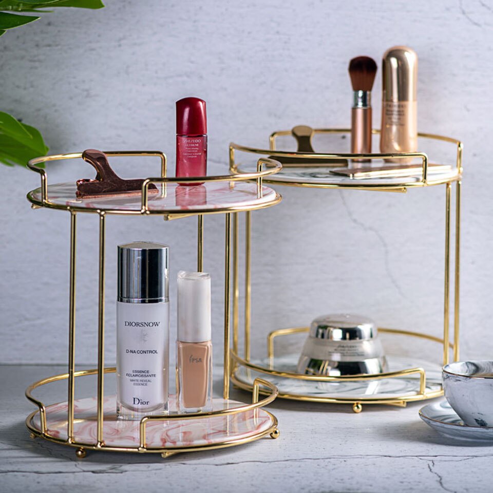 Msjo – présentoir à gâteaux en marbre, Double couche, style nordique, plateau à fruits, pâtisserie, doré, Table à Dessert, mariage, fête d&#39;anniversaire, décoration