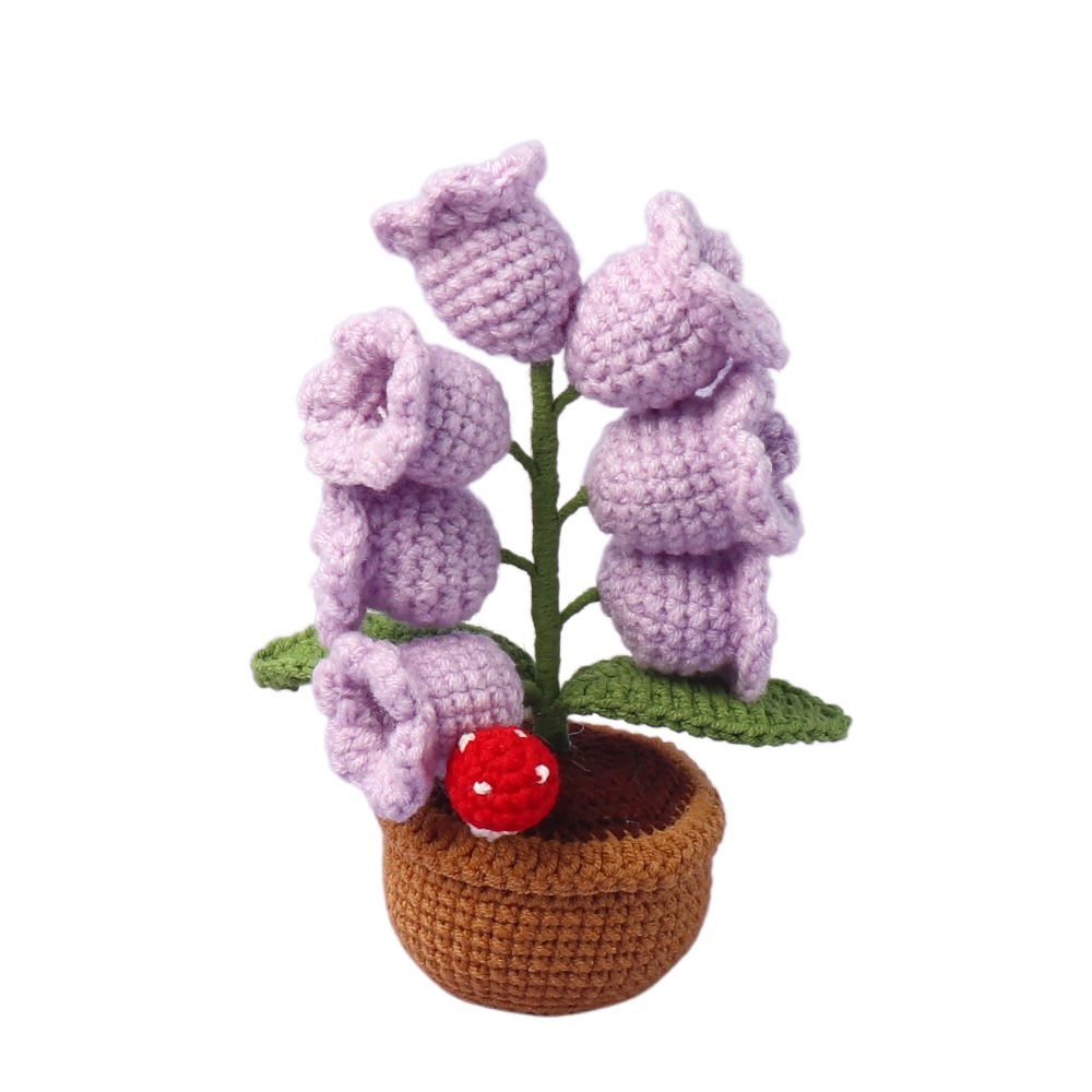 Handgemaakte decoratieve, lichtgevende orchideeënlamp met zeven bloemhoofdjes, afgewerkt met geweven bloemornament.: Donkerblauw