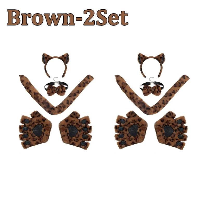 Neue handgemachte Halloween Stirnband Sets Cosplay Zubehör Katze Klaue Handschuhe Ohr Stirnband Maskerade Party Foto Requisiten: Gold