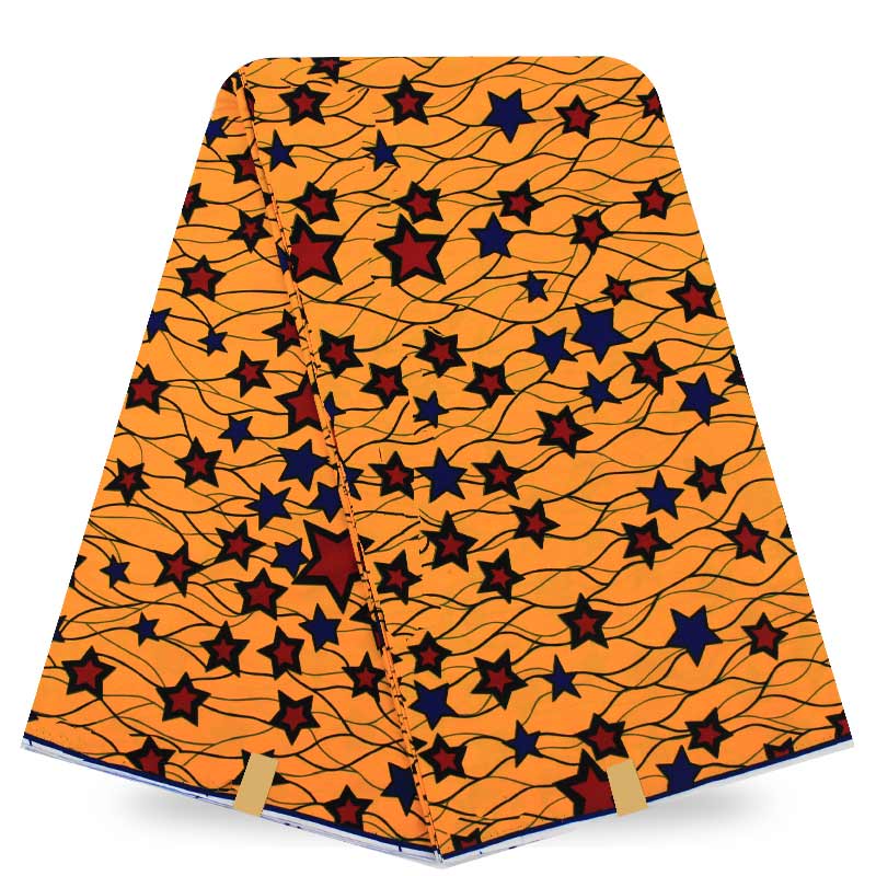 Tela de impresión de cera africana de ankara, tela con de estrellas de cera Batik, 6 yardas, auténtico Batik de cera para vestido H22