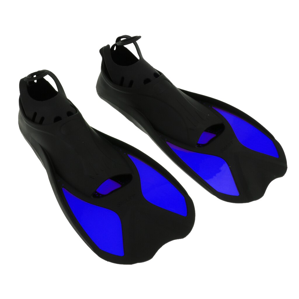 Kid&#39;s Adult&#39;s Full Foot Short Water Fins Scuba Diving Swim Training Flippers Diving Swimming Fins Adult Foot Fins Flippers: Blue XL
