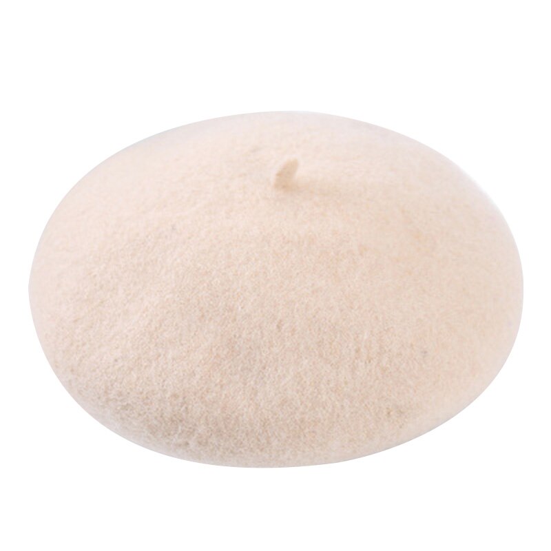 Wool Beret Hat French Style Beanie Hats Outdoor Winter Warm Ladies Solid Color Beret Caps Chapeau Femme: Beige
