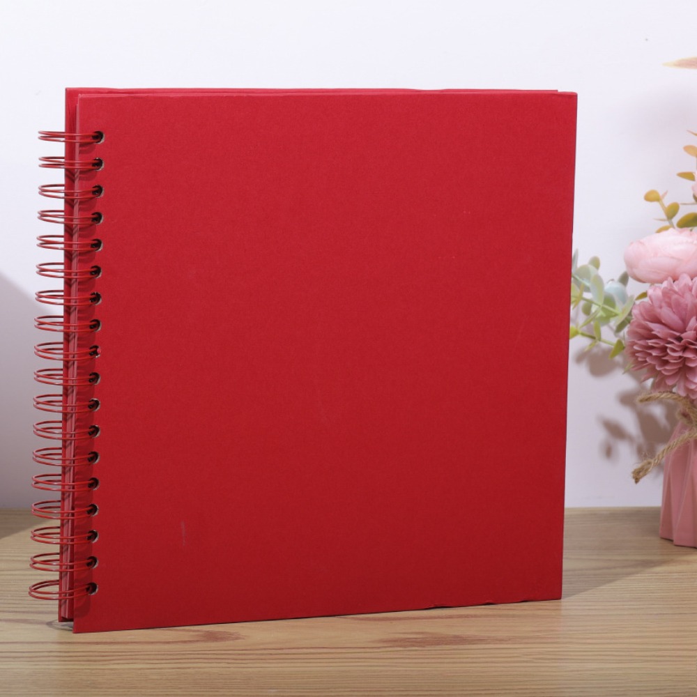 8- tommers diy-utklippsbokalbum med 40 sider, innbundet kraftpapir, utklippsbok med fotoalbum, minnebok for bryllup og jubileumsfamilie: Rød