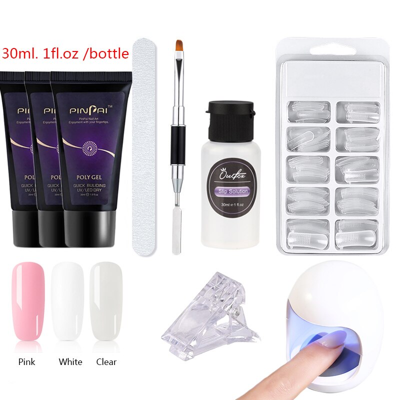 Poly Nagel Gel Kit Mit UV Lampe Für Verlängerung Set Maniküre Acryl Hybrid UV Gel Polnischen Kunst Lack Set Schnell builder Permanant: 7