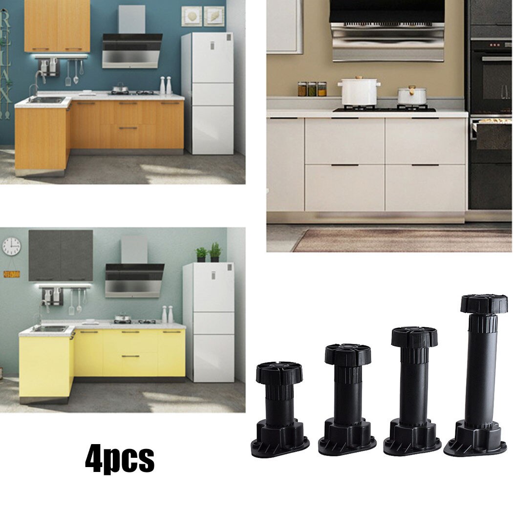 4 Pcs Adjustable Kitchen Cabinet Plinth Feet Furniture Plinth Legs 4 Clips Adjustable Furniture Feet PVC Coffee Cone Chair Feet