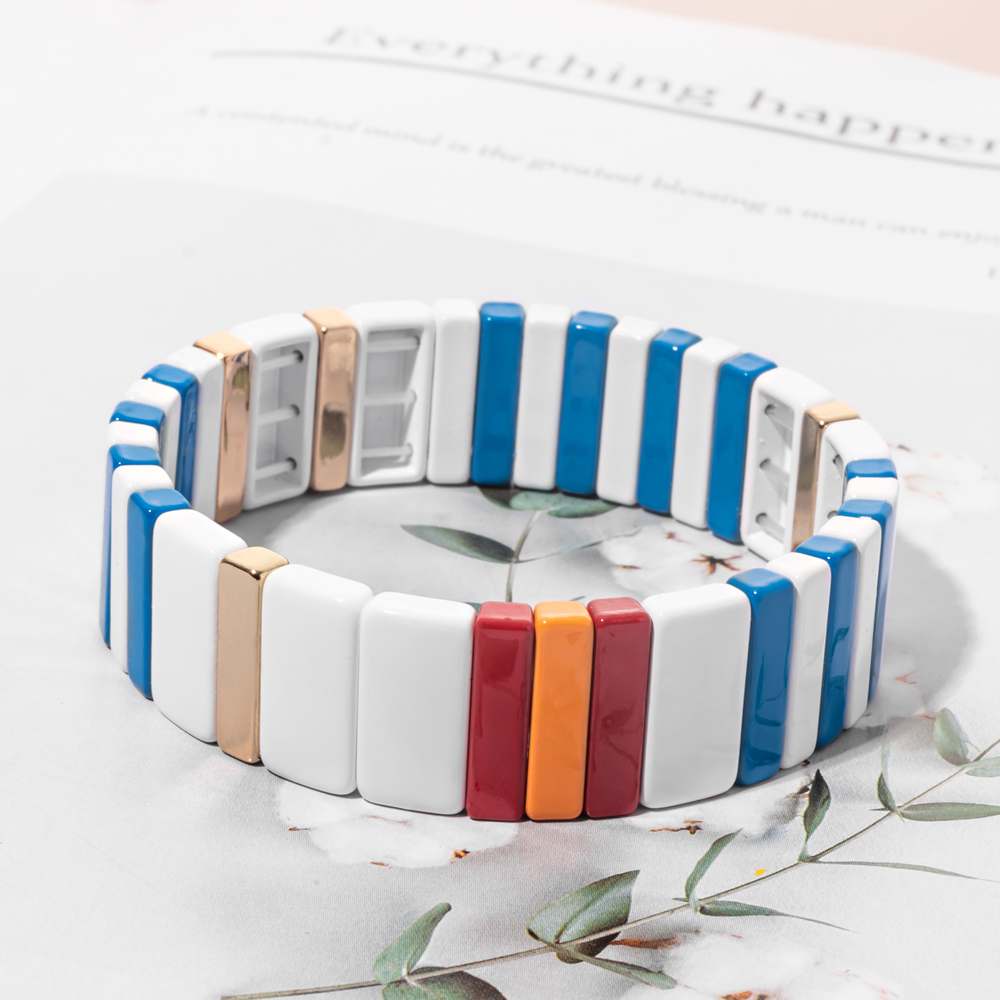 Conjuntos de pulseras de cuentas de colores para mujer, pulseras elásticas bohemias, brazalete de Metal, proveedores de joyería al por mayor, nueva