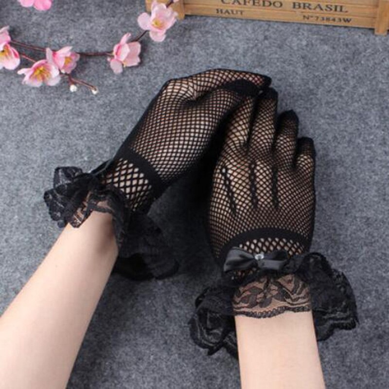 Gants d'été en résille pour femmes, 1 paire de gants de danse, pour écran tactile court, fête de la mariée, demi-doigt, en Tulle