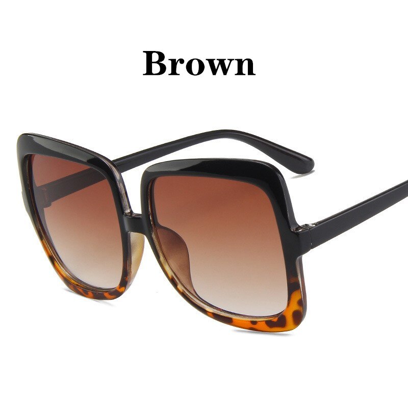 Women Oversized Sunglasses Vintage Brand Plastic Frame Colorful Sun Glasses UV400 Lentes De Sol Mujer: Brown