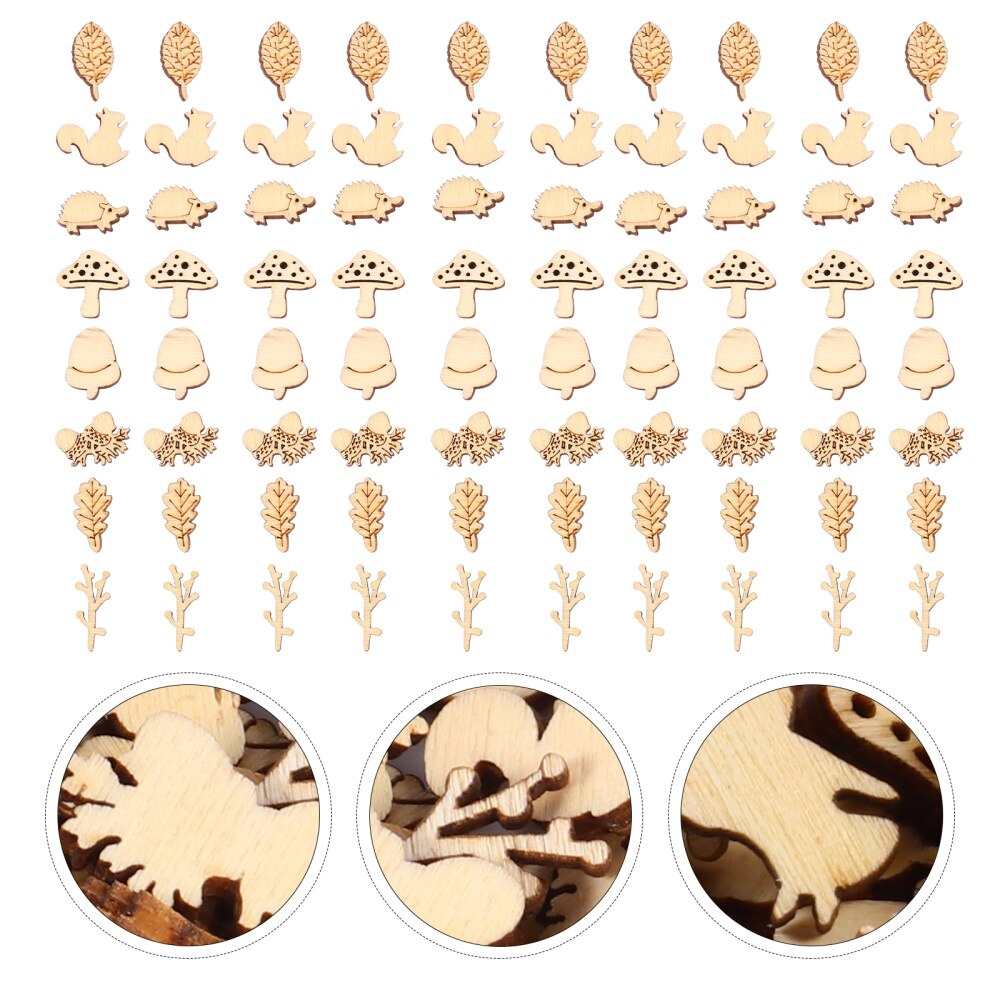 200Pcs Unfinished Hout Dier Leaf Paddestoel Ambachtelijke Stukken Voor Diy Craft Project: Default Title