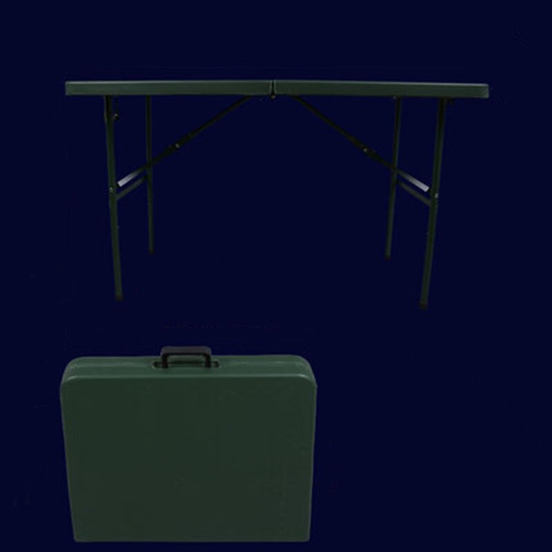 Folding table outdoor portable floor stall table table household simple dining table chair learning plastic long desk: Army green