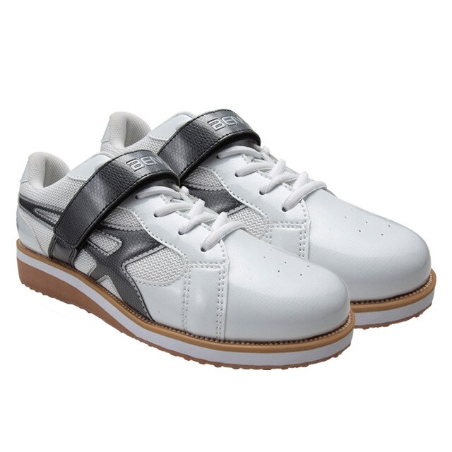 Plus Size Adult Weight Lifting Shoes For Suqte Power Lifting Exercise Training Leather Non Slip Weightlifting Shoes: White / 38