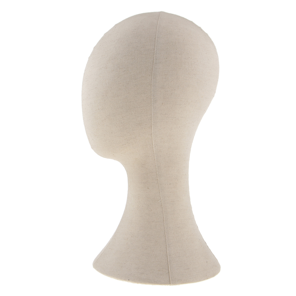 22&#39; Canvas Block Mannequin Head Wig Hat Making Glasses Holder Head Hat Hair Display Styling Mannequin Beige