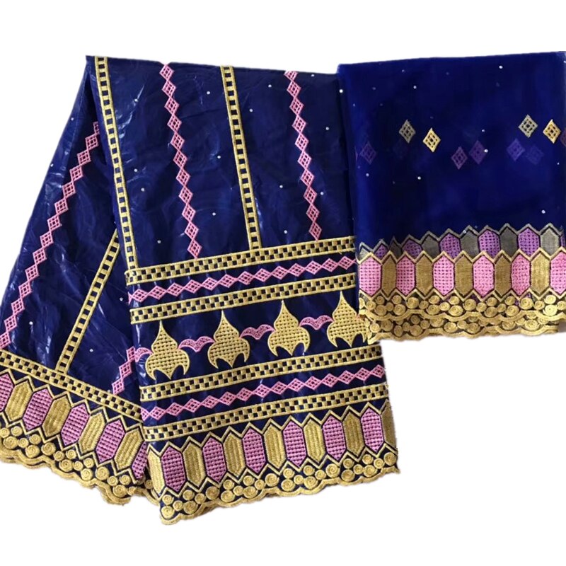 Bazin-tissu riche avec perles, tissus africains, bazin jacquard de guinée brocart avec dentelle française, robe pour femmes: 3L145113B23