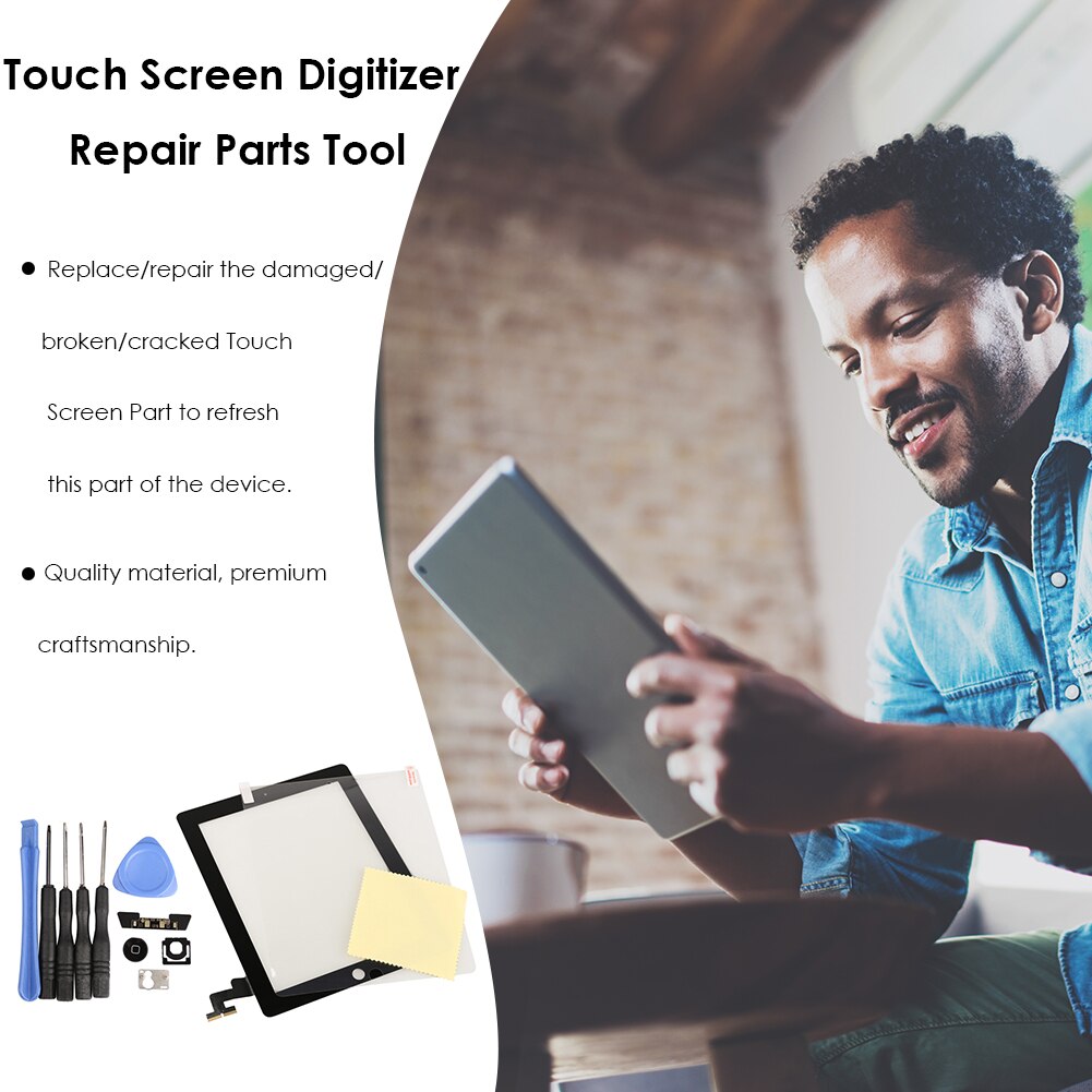 1 Set Touch Screen Digitizer Repair Parts Tool Protective Film for Apple iPad 2,Contains Dismantled and Installed Tools, Protect