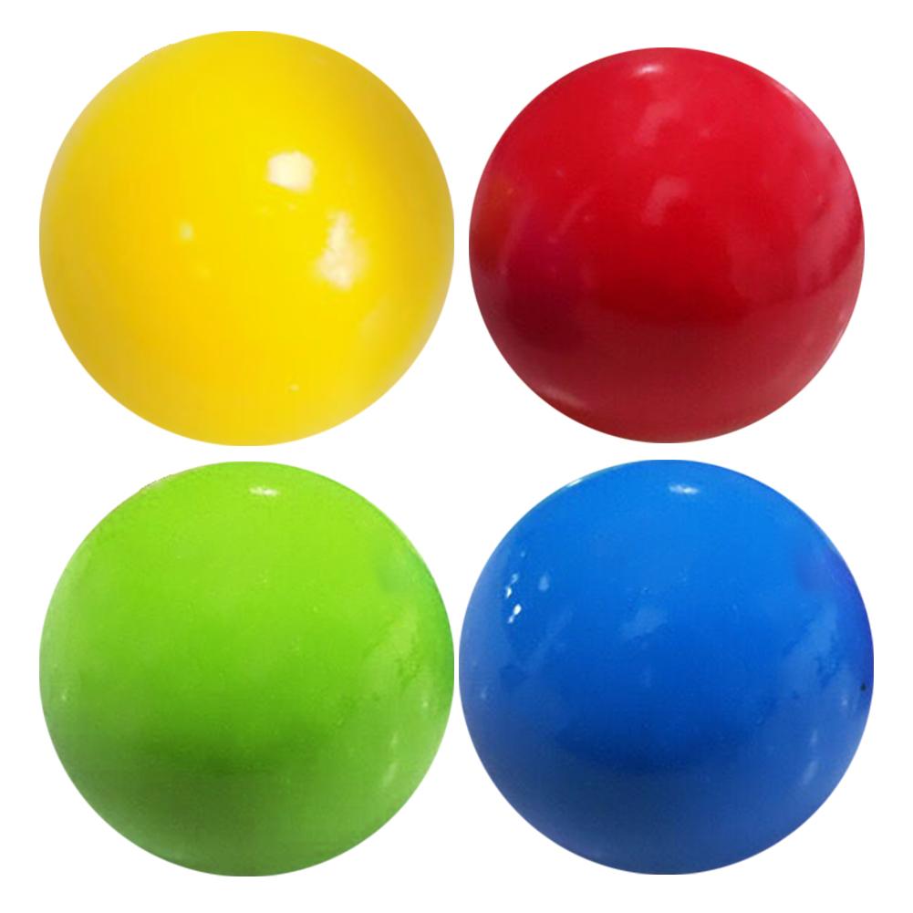 Stick wall ball dekompressionskugle sjovt tpr sticky squash suction dekompression kaste boldlegetøj til voksne børn: 4 stk