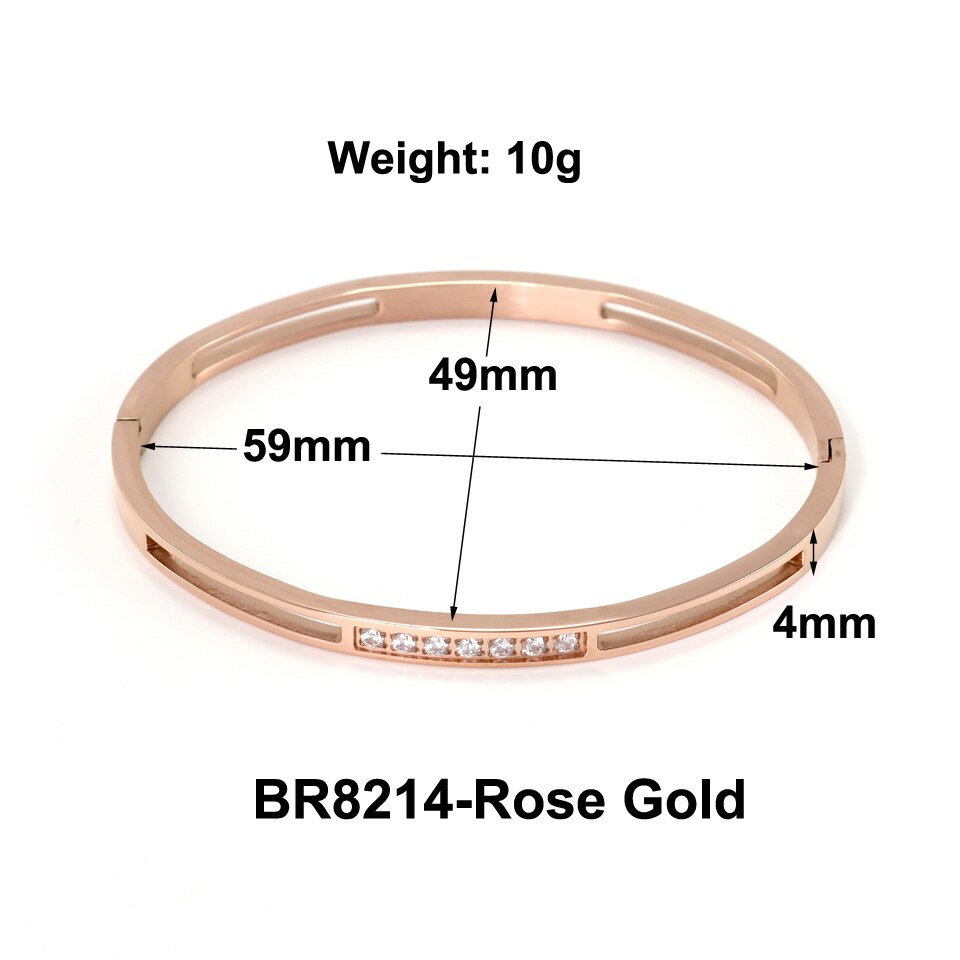 Hot!! Nowe piękne miłośników bransoletki kobieta bransoletki 18 K bransoletki ze stali nierdzewnej wkładka cyrkonia złota damska biżuteria na prezent: BR8214-Rose Gold