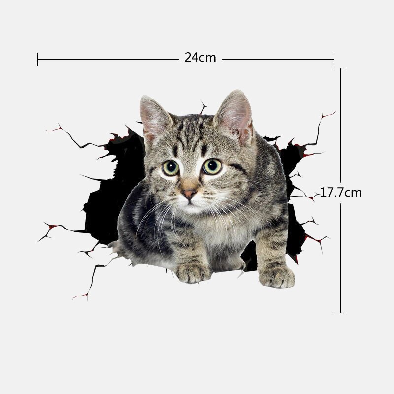 Adhesivo de gato para pared de varios gatitos bonitos viñetas de animales 3D vívido chico de bebé habitación decoraciones de baño Peel & Stick pegatina de inodoro: 3
