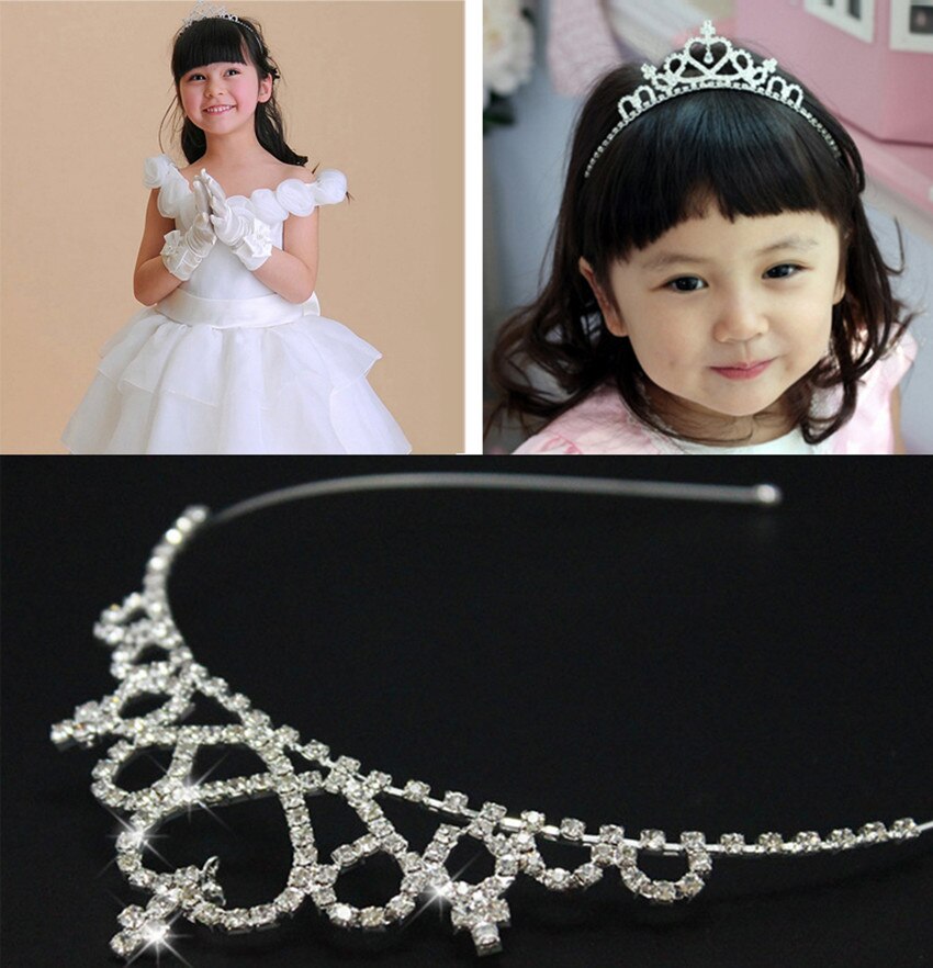 Rhinestone Tiara Hair Band Kid Girl Bridal Princess Prom Crown Headband Prom Bride Bridesmaid Wedding Party Accessiories