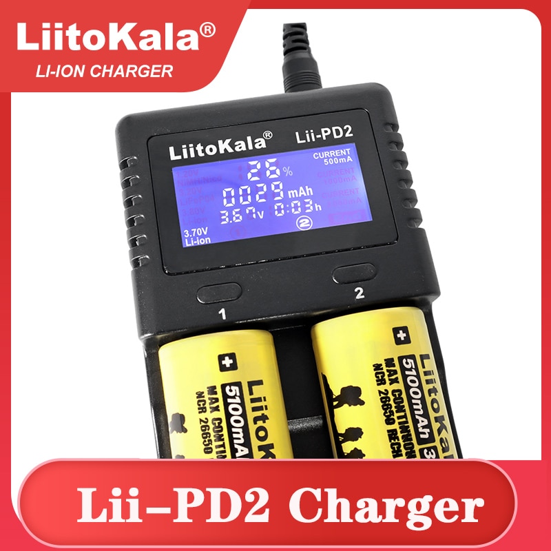 Liitokala Lii-PD2 Batterij Oplader Voor 18650 26650 21700 18350 Aa Aaa 3.7V/3.2V/1.2V Lithium Nimh Batterijen