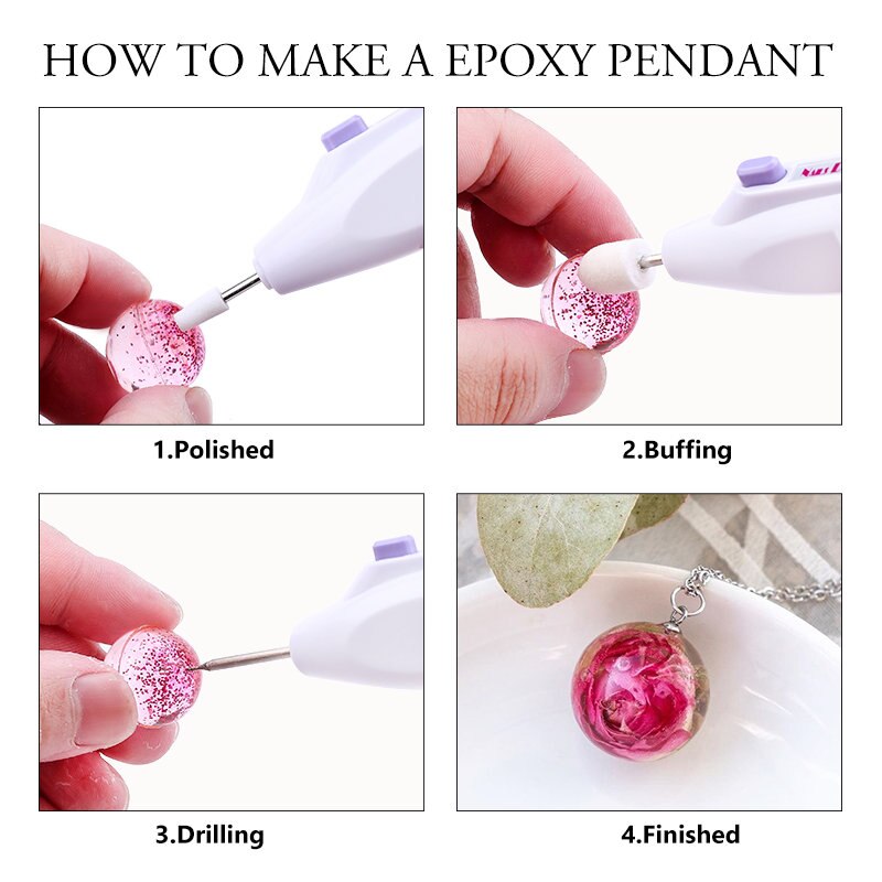 A Set Drill Equipments with 7 Drill Screw Epoxy Resin Jewelry Making Tools Grinding Polishing Tools For Jewelry Diy Handmade