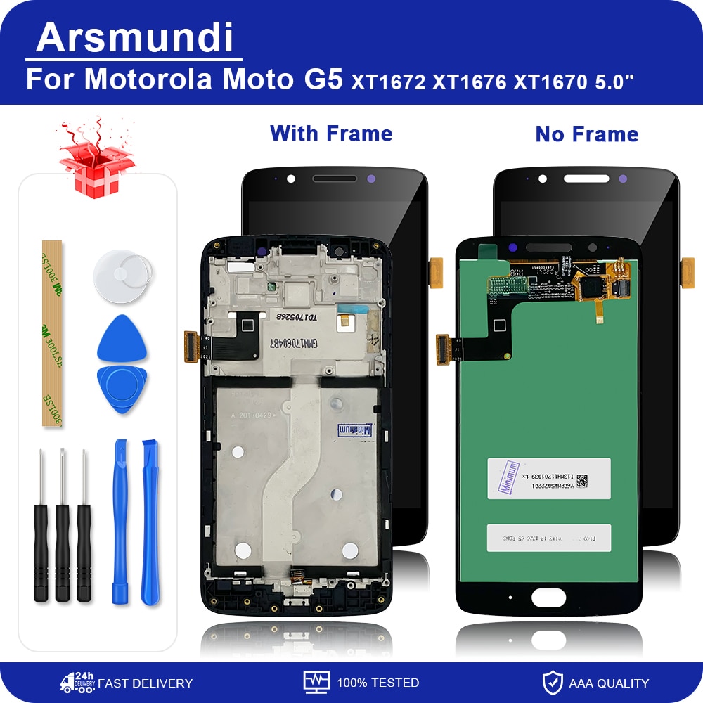 For Motorola Moto G5 XT1672 XT1676 XT1670 5.0" LCD Display Touch Screen Digitizer Assembly Replacement Parts + Tools
