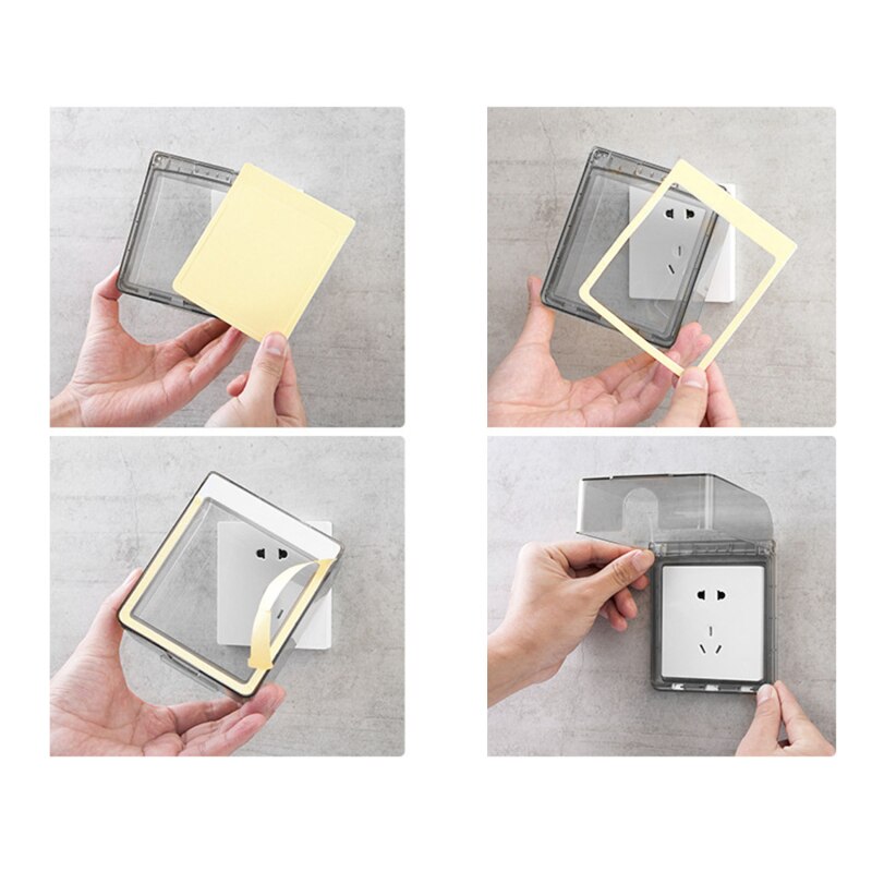 1Pcs Type Self-Adhesive Wall Socket Waterproof Box Electric Plug Cover Bathroom Wall Switch Protection Cover Socket Splash
