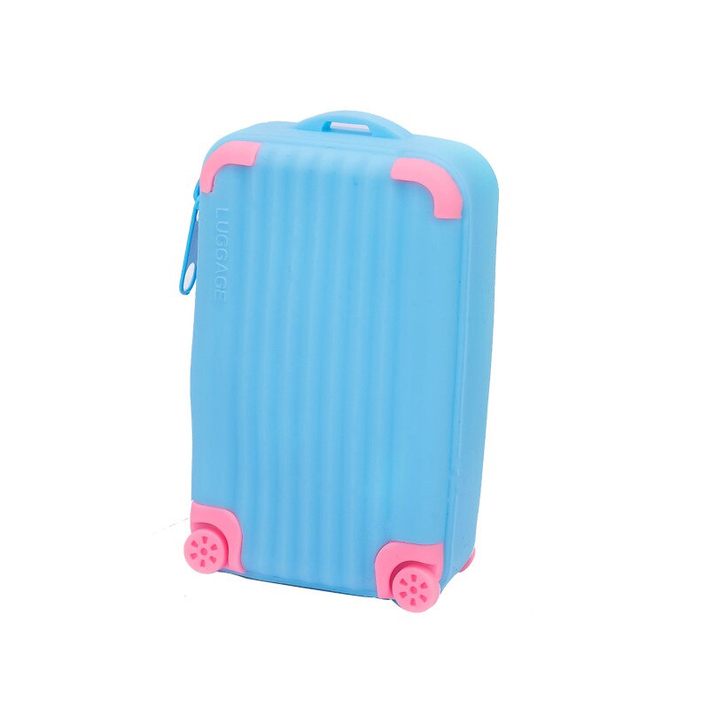 Silicone Coin Purse Suitcase Card Bag Waterproof Small Soft Zipper Storage Bag Girls Cute Funny Coin Purse Wallet Candy Color