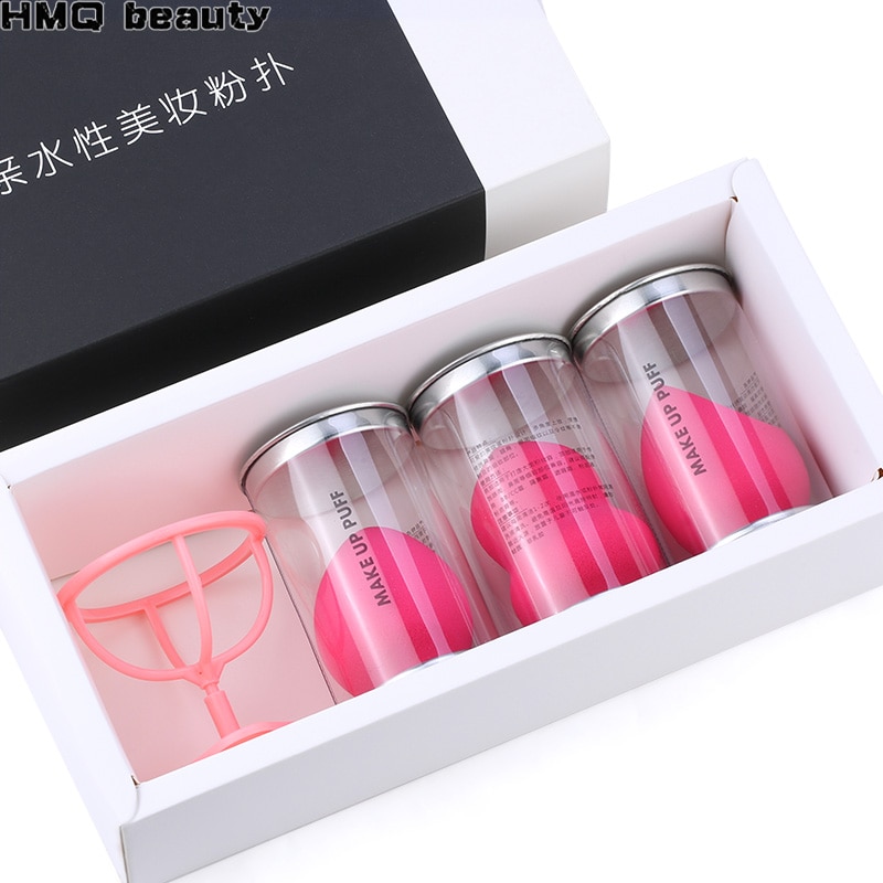 Make-Up Spons Set 3 Gemengde Water Kalebas Spons 1 Spons Houder Kit Doos Droge En Natte Schoonheid Ei Cosmetica tool