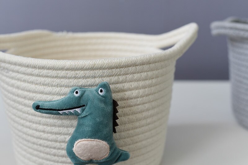 Krokodil Opslag Mand, Katoenen Touw Opslag Mand Opbergdoos Weven, Geweven Bloem Mand Katoenen Draad