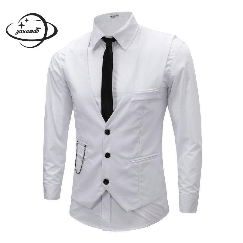Mens Suits Vests Spring Autumn Male Blazer Waistcoats Clothing Single Breasted Solid Color Chain England Style Man Top Clothes32