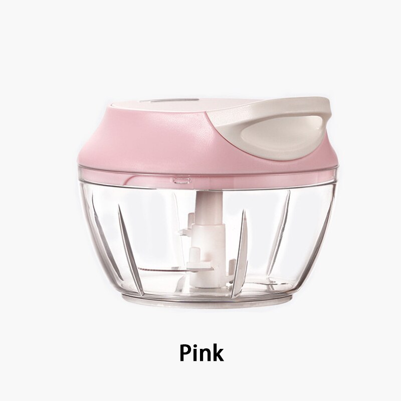 Mini Pink Food Processor 500 Ml Manual 3 Stainless Steel Blade Kitchen Meat Grinder Home: Default Title