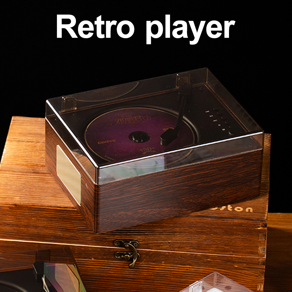 Retro-CD-Player, wiederaufladbar, kabellos, Bluetooth 5.0-Lautsprecher, tragbarer Heimmusik-Player, USB 3,5 mm AUX, Desktop-CD-Player für Telefon