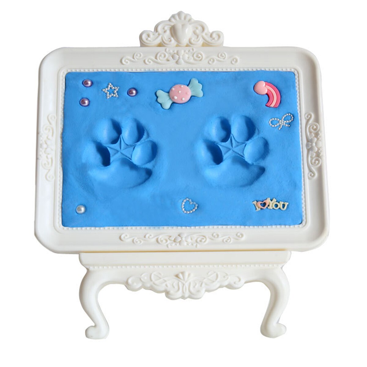 Baby Handafdruk Footprint Ornament Set Voor Pasgeboren Meisjes Jongens Diy Souvenir Aandenken Footprint Ornament Kit Blauw