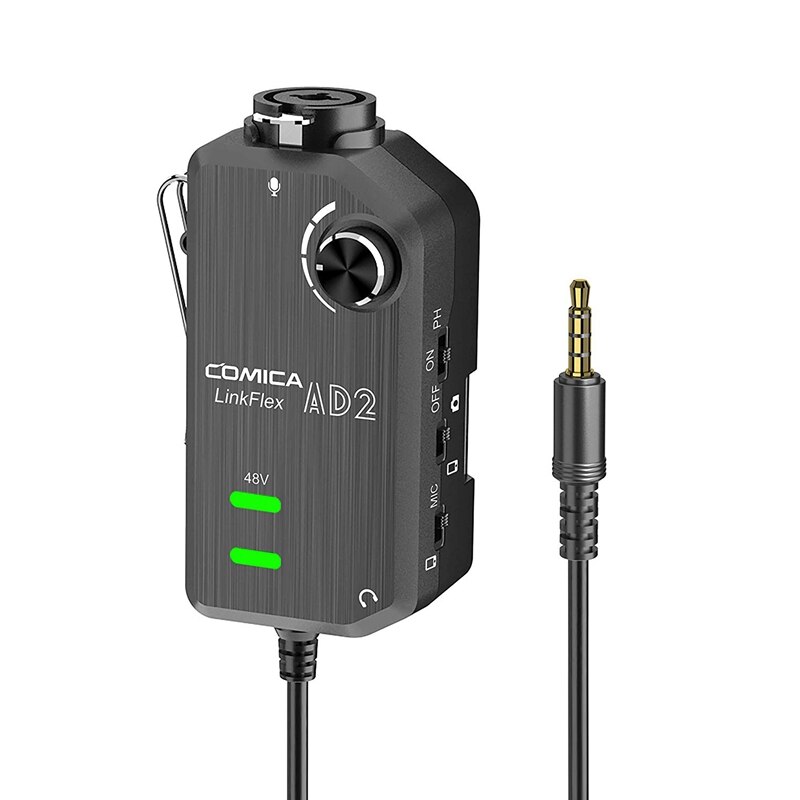 Comica-Amplificador de micrófono AD2 XLR/6,35mm para guitarra, adaptador de interfaz de Monitor en tiempo Real para teléfono Android, cámara DSLR