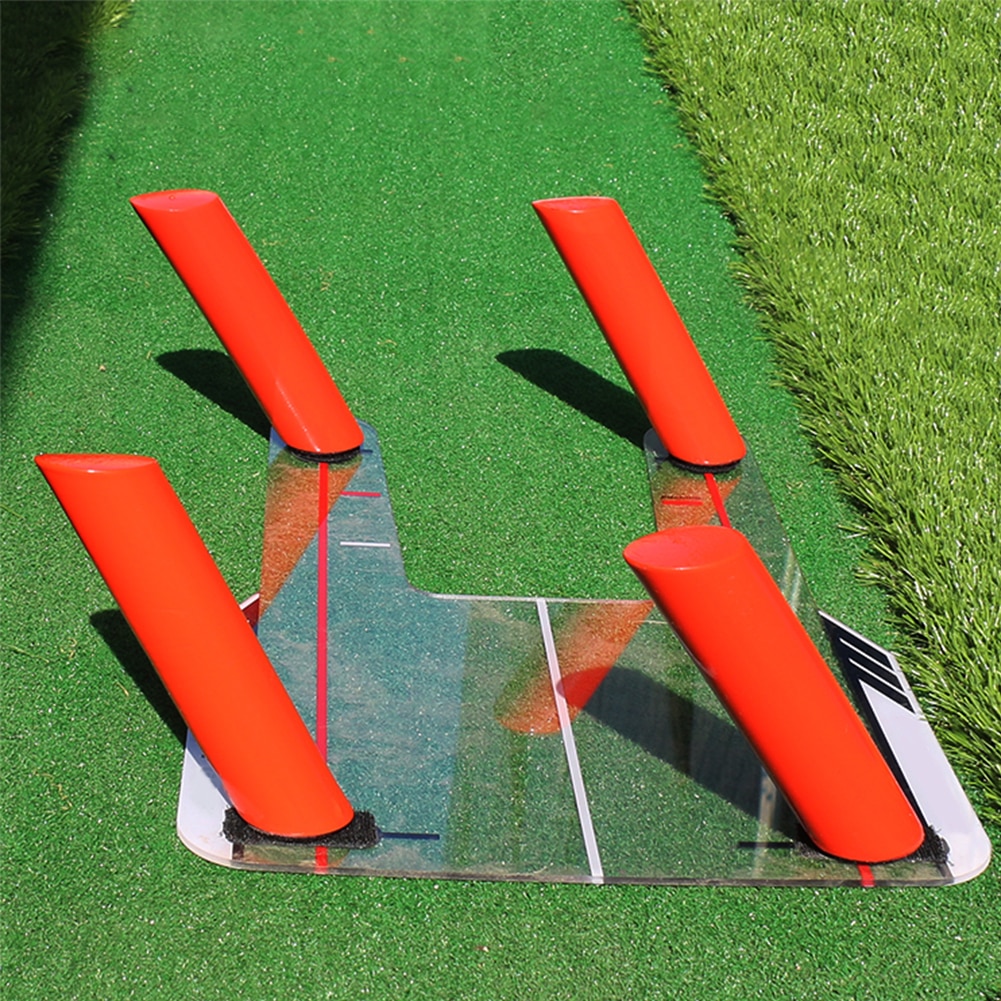 4 Path Rods Alignment Golf Swing Training Aid Indoor Flexible Angle Home Office Guide Transparent Base Chip Pitch