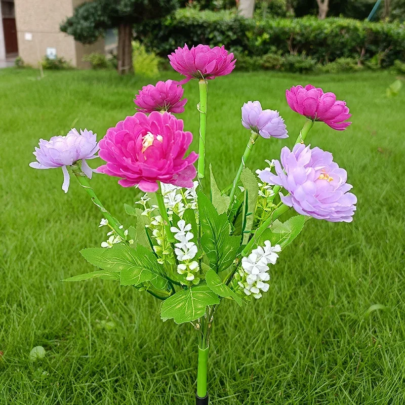 Lyskæder til havebrug til terrasse bryllupsfest dekoration blomsterfest lampe solcelledrevet udendørs sne lotusblomst græsplæne lampe: Rgb