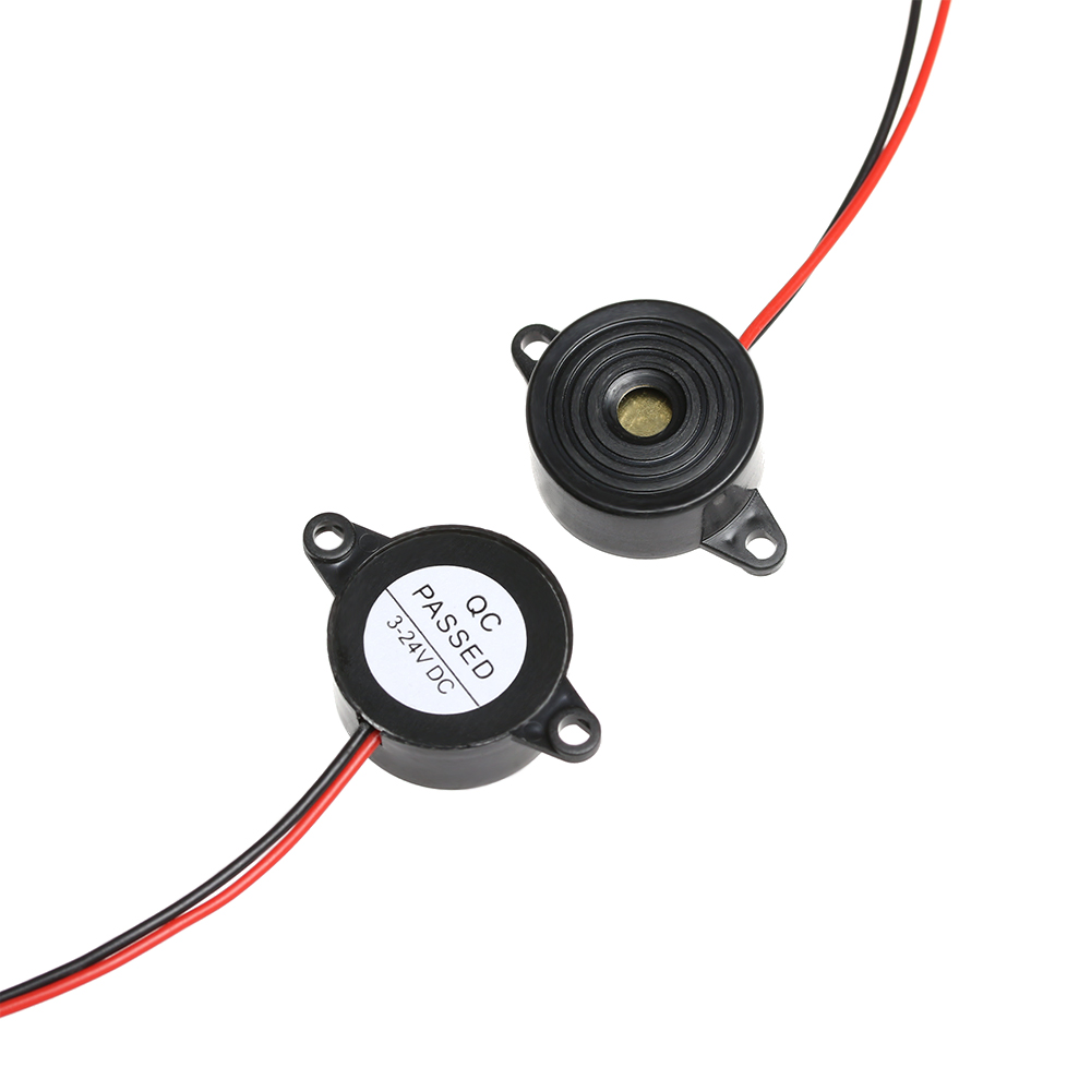 1/2/5pcs 3-24V Black Nylon Piezo Electronic Buzzer Alarm 23x12mm 95DB Continuous Sound Beeper with Tin Plated Copper Wire