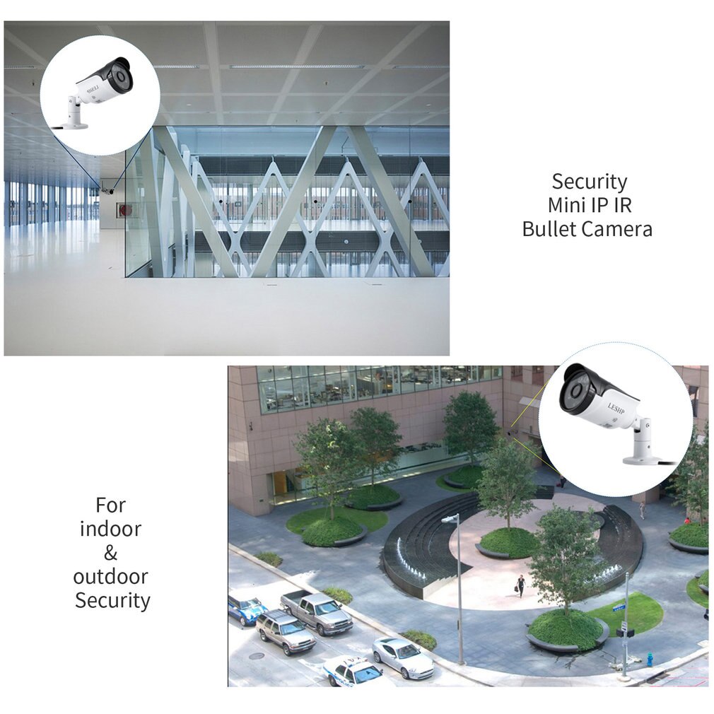 Leshp 960P Hd Wired Outdoor Ip66 Waterproof 1.3Mp Camera 6 Pcs Array Lights Support Built-In Tf Card 8G Motion Detection