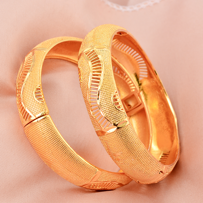 Bracelet manchette couleur or dubaï 24K pour femmes, bijoux éthiopiens, bijoux de mariage africains, de fête: COULEUR OR ROSE