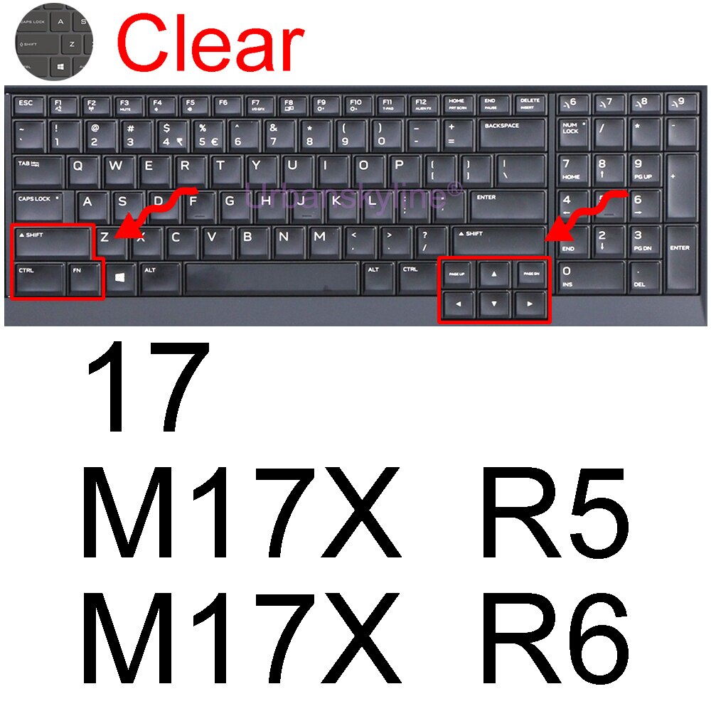 Keyboard Cover for Alienware M15 R7 M17 R5 R6 X14 X15 R1 X17 R2 Area-51m R3 R4 13 14 15 17 18 Protector Skin Case Silicone ALW: Clear 17 M17X R5 R6
