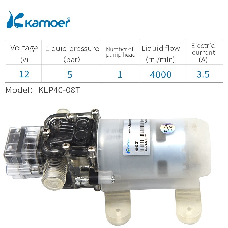 Kamoer KLP40 diaphragm water pump for car (12V,4000ml/min): KLP40-08T