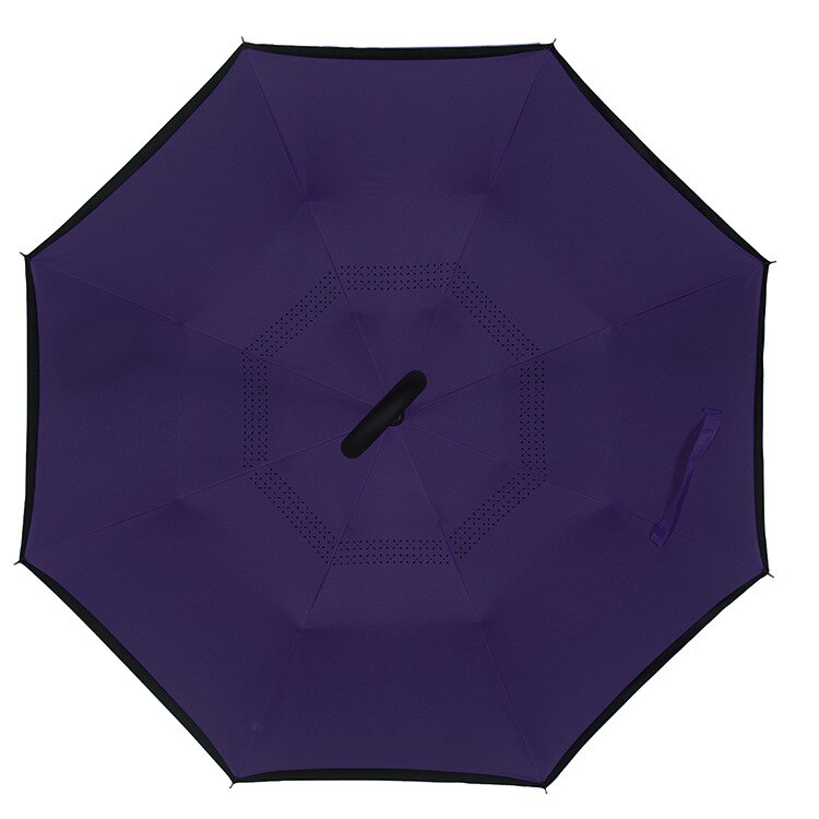Vindtæt omvendt foldning dobbeltlag omvendt paraply selvstående regnbeskyttelse c-krog hænder til bil: Sort