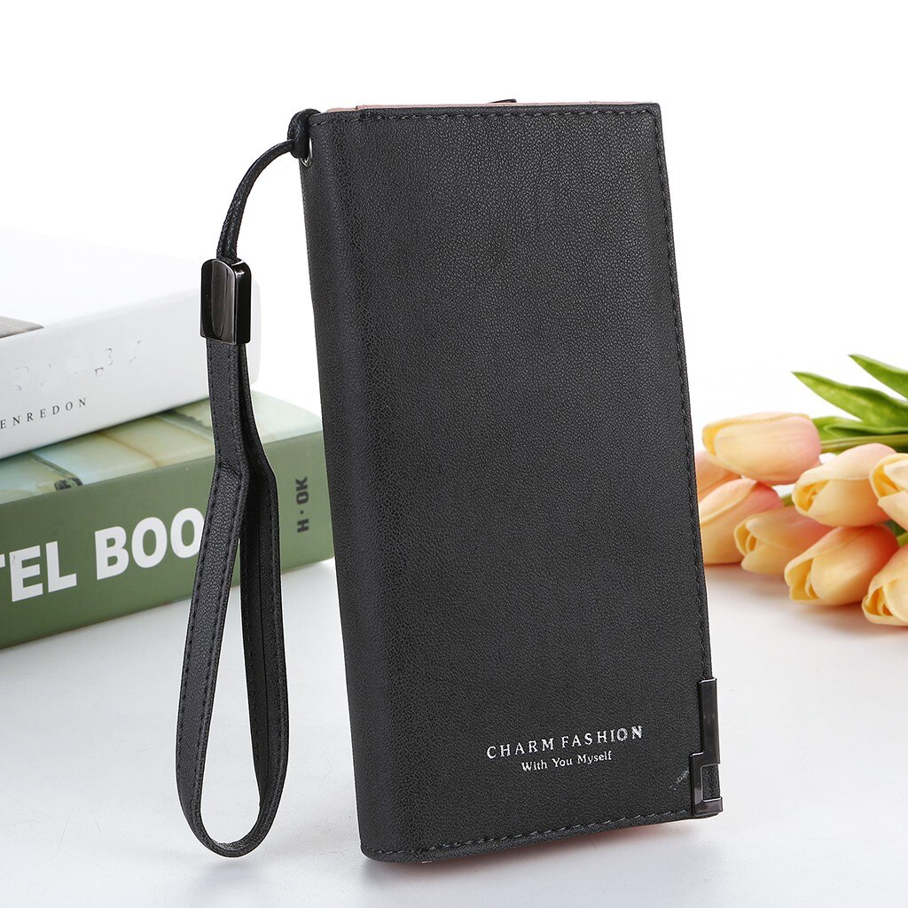 Long Wallet Women Cute Wallet Leather Tassel Women Wallets Zipper Female Purse Clutch Cartera Mujer #YL5: Dark Gray