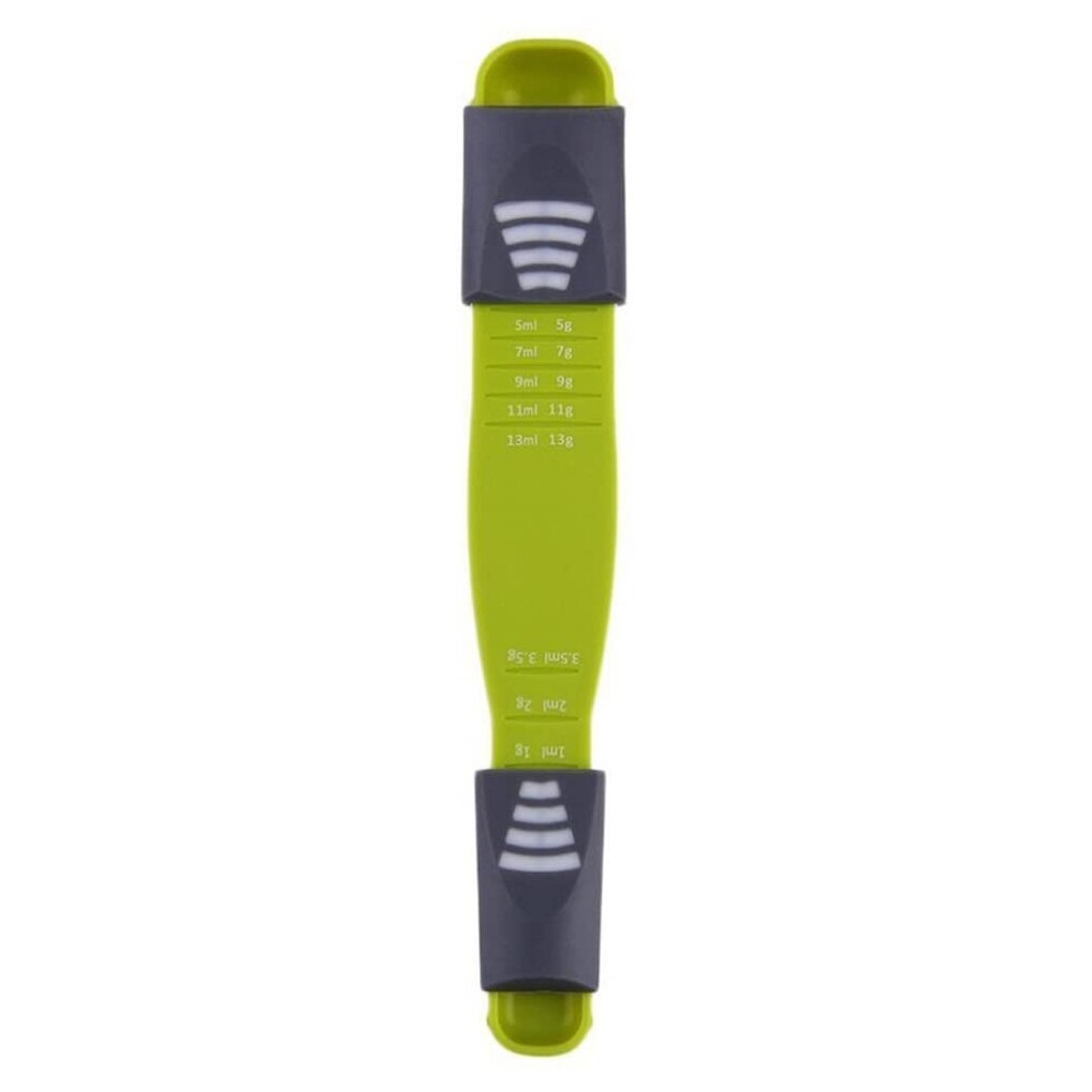 Kitchen Spoon Multi-Scale Adjustable Measuring Plastic Spoons Double-End Anti-Slip For Teaspoon Coffee Sugar Baking Cooking Tool: Green Gray