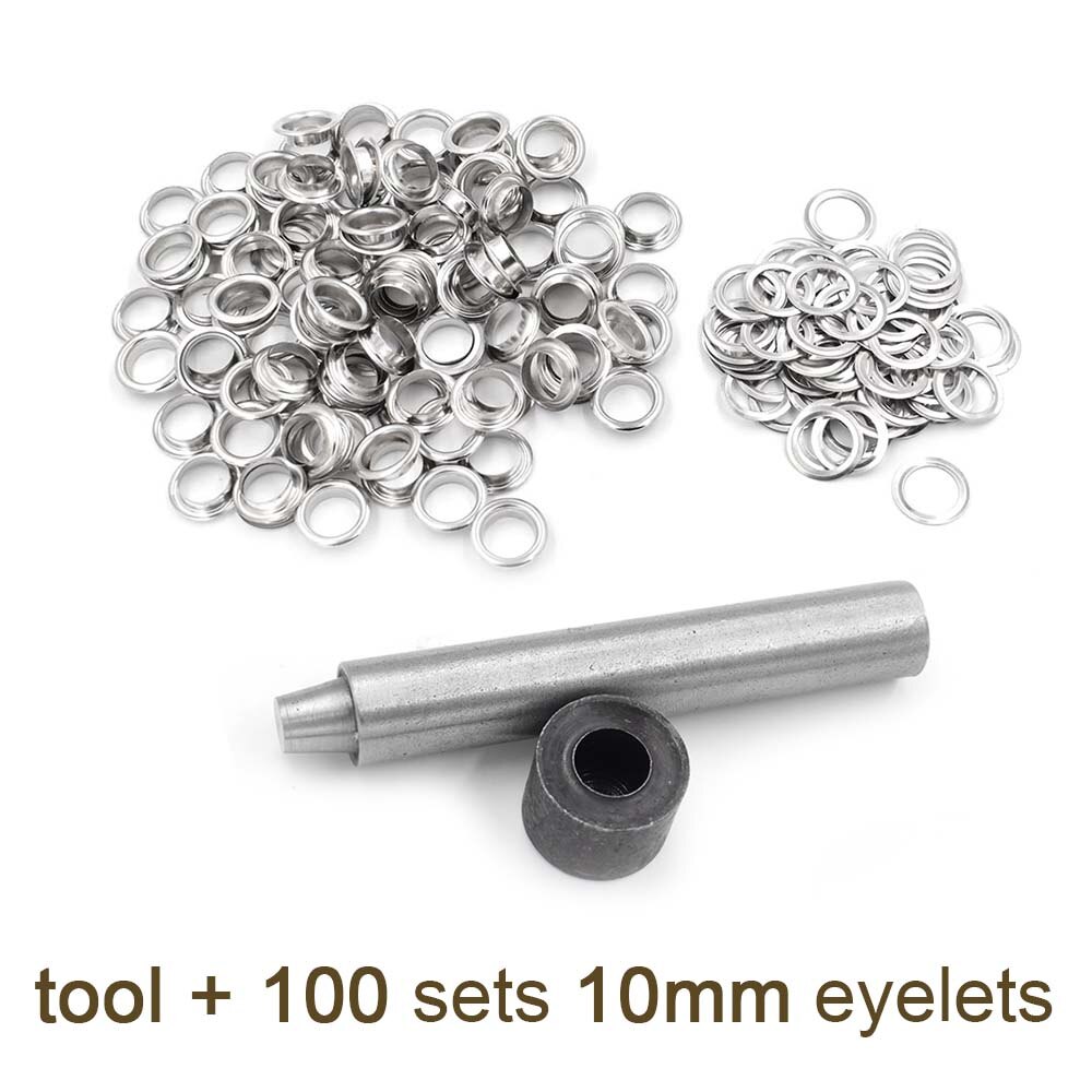 (100 pieces/lot) An inner diameter of 10mm eyelets. Gas buttons. Metal pores. Hollow rivets. Shoebox pores. Wearing rope hole.: tool and 100 eyelets